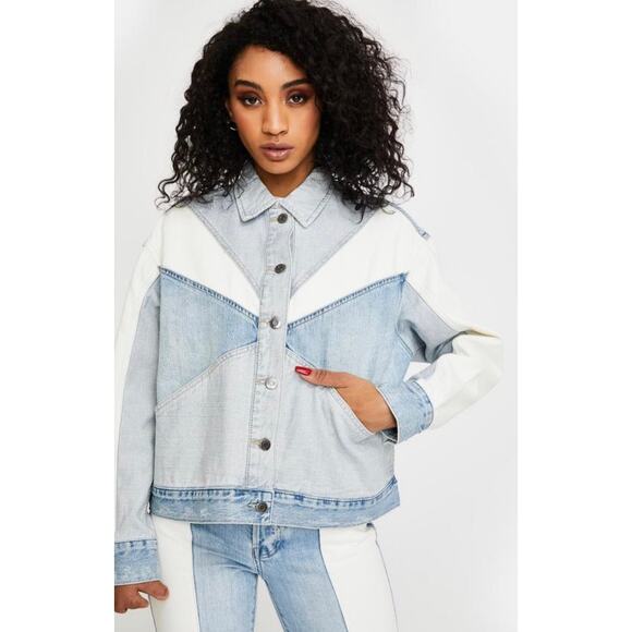 PISTOLA Willow Denim Jacket in Transitions Jean Colorblock XS EUC - Picture 1 of 12